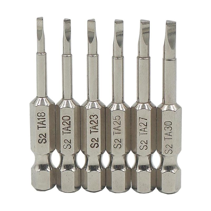 6pcs 50mm Triangle Magnetic Screwdriver Bits S2 Steel 1/4 inch Hex Screwdriver Bit Set DIY Hand Tools