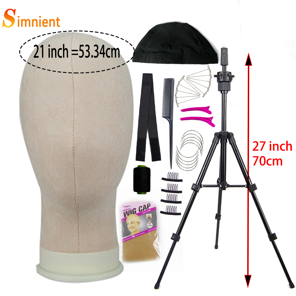 Mannequin Head Wig Stand Canvas Block Head With Adjustable Mannequin Head Tripod For Wigs Making Display Wth Wig Caps T Pins: Silver