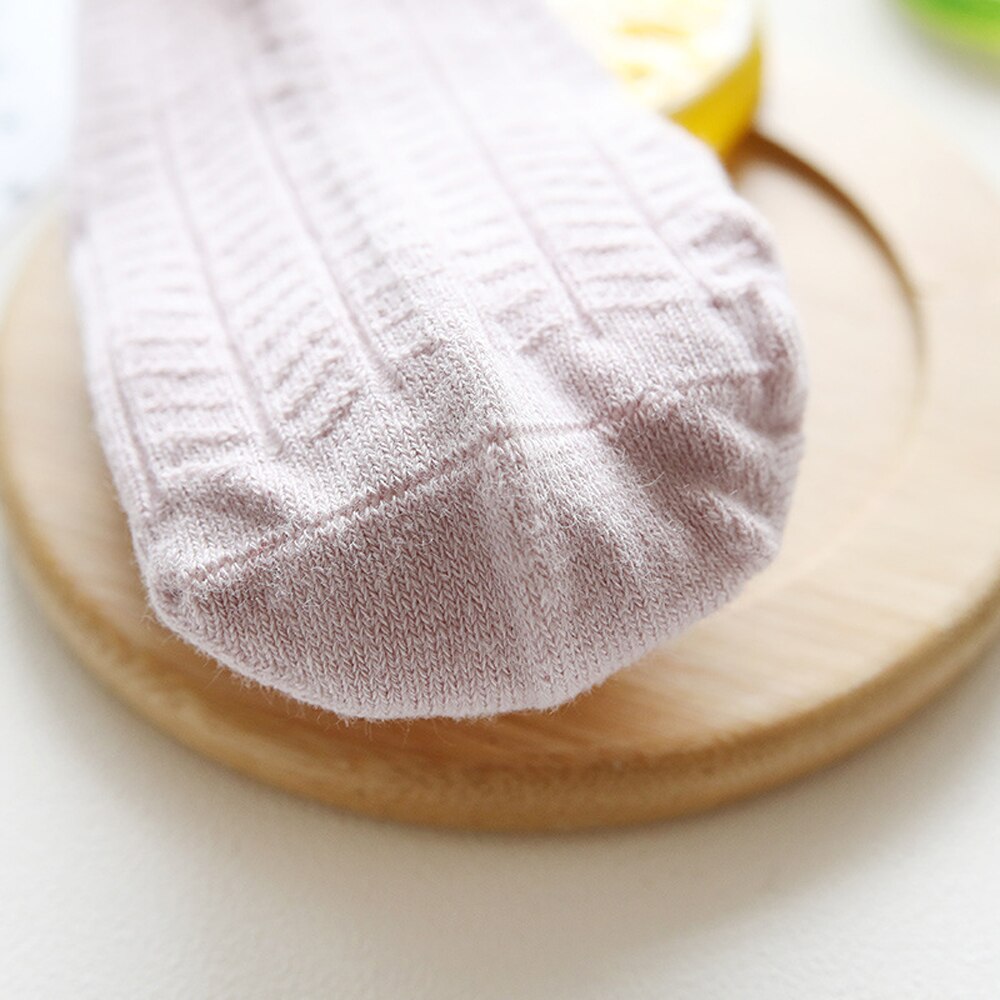 5 Colors Cotton Baby Short Socks Anti Slip Knit Knee Boy Girl Foot Warmer Pom Pom Ball Socks