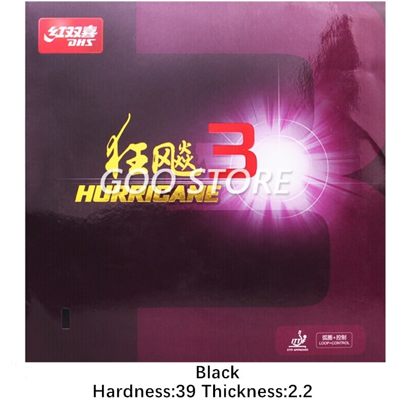 Dhs furacão 8 tênis de mesa de borracha furacão 3 dhs furacão-8 h3 pips-em original dhs h8 ping pong esponja: H3 H39 2.2 Black