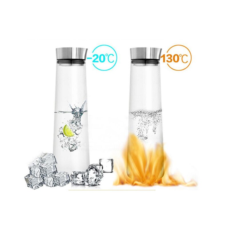 1L 1.5L Heatproof Glass Carafe with Stainless Lid Two ways to use or Iced Water Pitcher Fruit Flower Tea Teapot