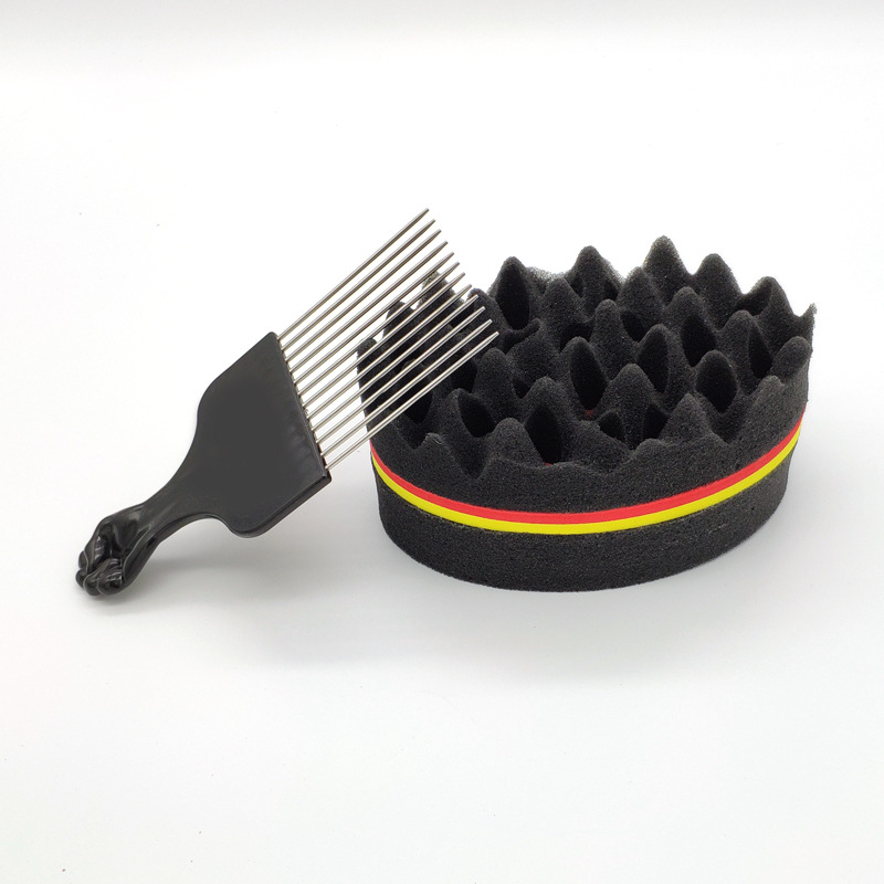 Cepillo de pelo ovalado de doble cara, cepillo de esponja mágico para bobina Afro Natural, cepillos de esponja para rastas, trenzas de cabello trenzado