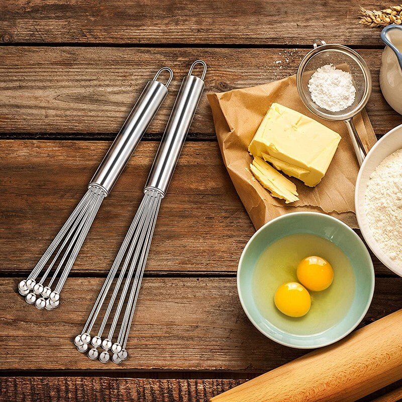 2 Stuks Rvs Bal Garde Draad Ei Whisk Set Keuken Gardes Voor Koken, Mengen, Kloppen, kloppend, Roeren