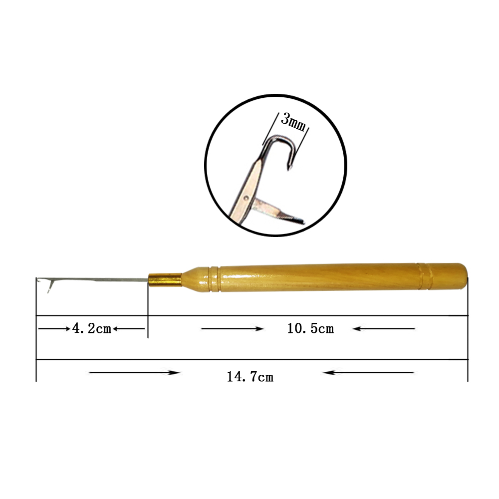 Aguja de tracción de gancho de madera para extensiones de cabello, herramienta para Micro cuentas de silicona, ganchillo para extensiones de cabello, herramientas para hacer pelucas, 1 unids/lote