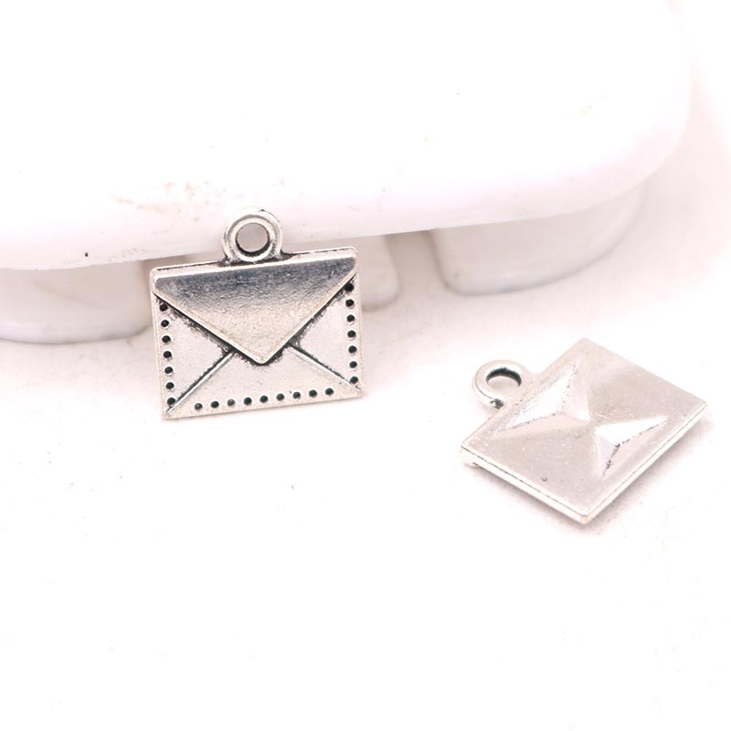 20 Stks/partij Verzilverd Envelop Charm Metalen Hangers Diy Kettingen Armbanden Sieraden Handwerk Accessoires 16*15Mm P566: Default Title