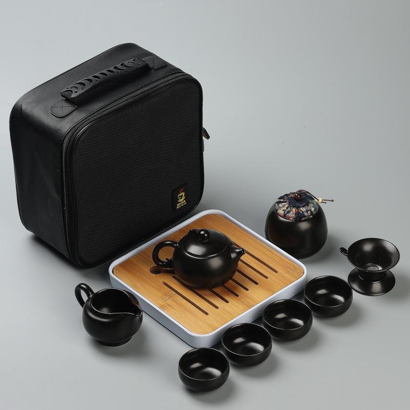 Set of ceramic travel kungfu tea set Simple tea brewing set for outdoor tourism: 5