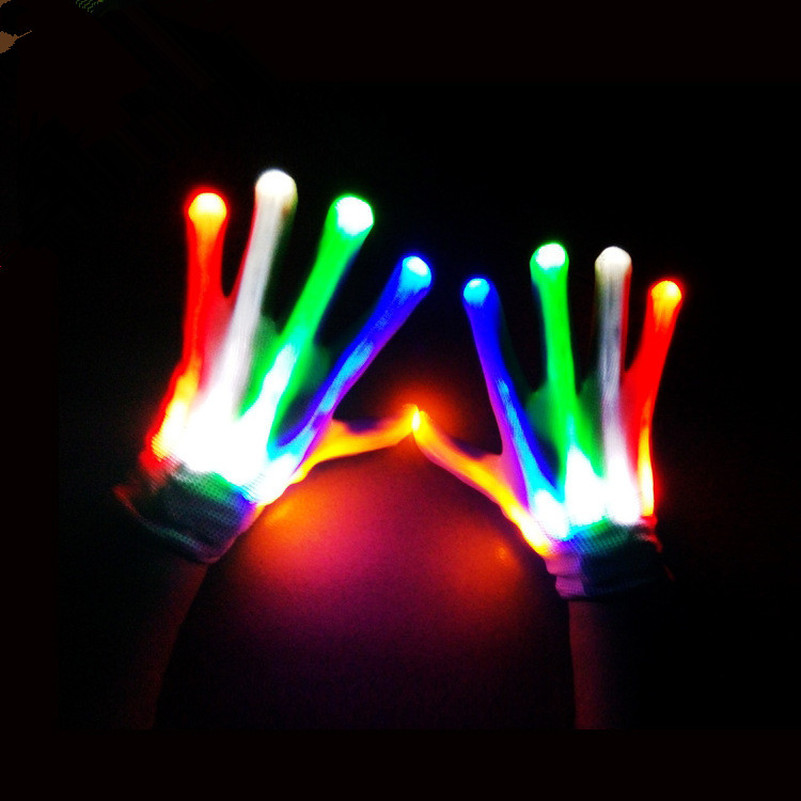 2 stücke/1 paar Bunte LED Handschuhe Rave Licht Fi – Grandado