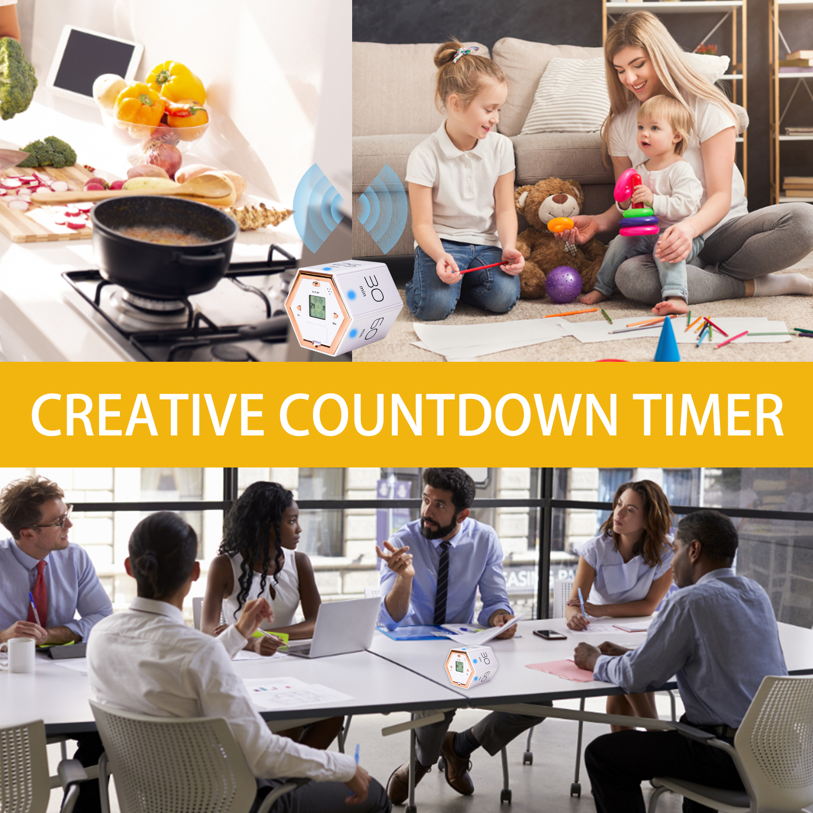 Multi Sided Digital Timers Time Management Reminders Countdown Timers for Fitness Exercise Count Down Up Tools