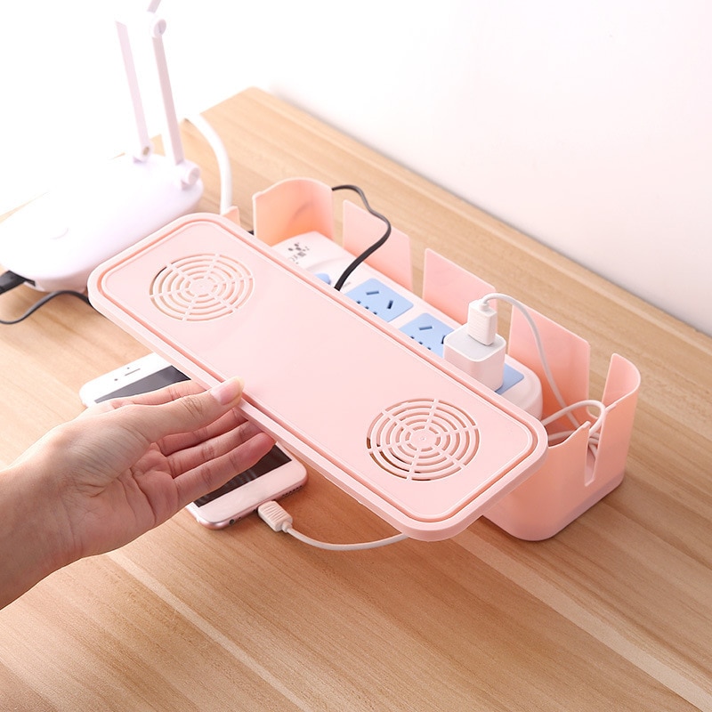 Wire Management Cable Storage Box Socket Storage Box Container Office Home Table Space Saver Desktop Household Supplies Pp