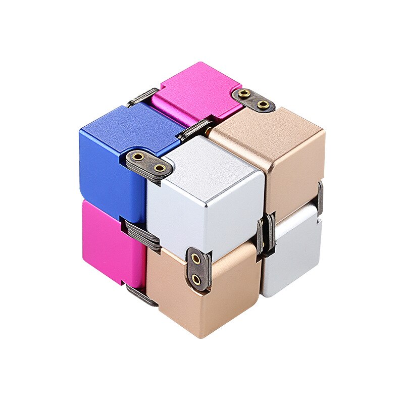 Aluminum Alloy Magical Infinity Cubeb Fidget Toys Infinite Flip Decompression Cubes for Stress Relief: Multicolor