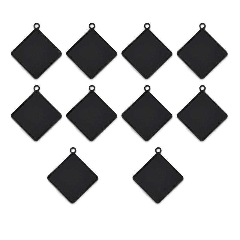 Base de cabujón cuadrado de 20mm, 10/16 Uds., ajustes de Cameo, bandeja con bisel, Charms, colgante, bandeja en blanco para DIY, pendientes, collar, fabricación de joyas: Black