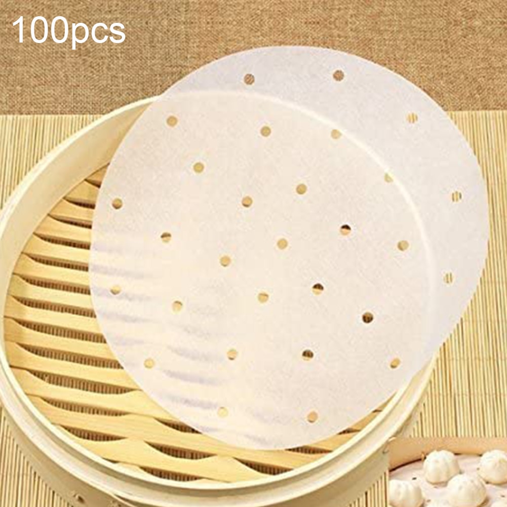 Papier de Cuisson Rond de Cuisine, Feuille de Papier Sulfurisé, Outil Antiadhésif pour Four à Barbecue, Gâteau en Papier et Hamburger, 15-32 cm, 100 Pièces: Perforated  15cm