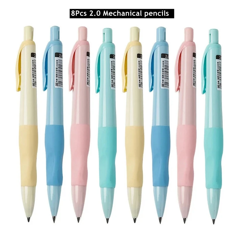 Ensemble de crayons mécaniques dauphin mignon de 2mm, crayon HB pour dessin de charpentier 2.0mm pour dessin, écriture, croquis, fournitures scolaires Kawaii: Black
