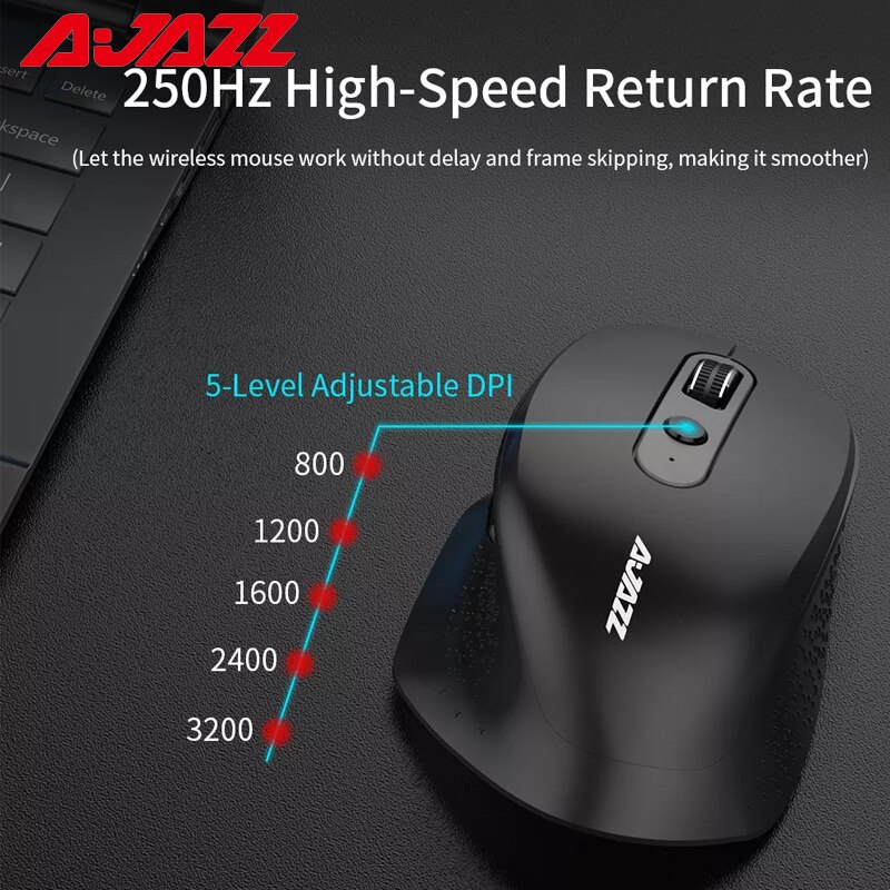 Ajazz I660T Bluetooth Muis Oplaadbare Drie Mode 2.4G Draadloze Bt Computer Muis Side Roller Ergonomische Muis Voor Laptop Pc