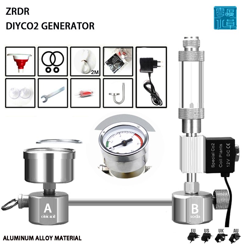 Aquarium DIY CO2 generator, bubble counter diffuser with solenoid valve,carbon dioxide reactor kit for control of aquatic plants