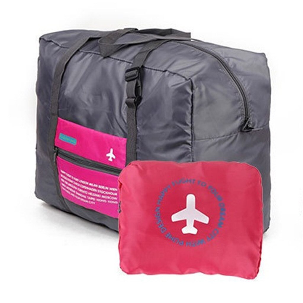 Waterproof Travel Bag Women Packing Organizer Portable Suitcase Bag Carry on Luggage Nylon Foldable Bag Large Luggage Cabin @B21: Pink