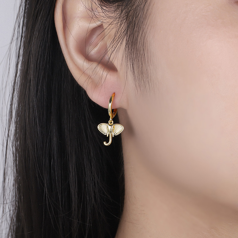 Zilver Kleur Olifant Hoepel Oorbellen Vrouwelijke Eenvoudige Leuke Etnische Stijl Sieraden