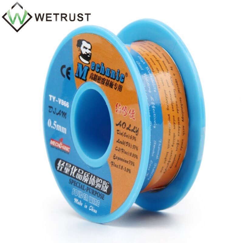 MECHANIC TY-V866 40g 0.2/0.3/0.4/0.5/0.6/0.8mm 63/37 Rosin Core Tin-Lead 183℃ Melting Solder Wire Welding Flux Iron Cable Reel