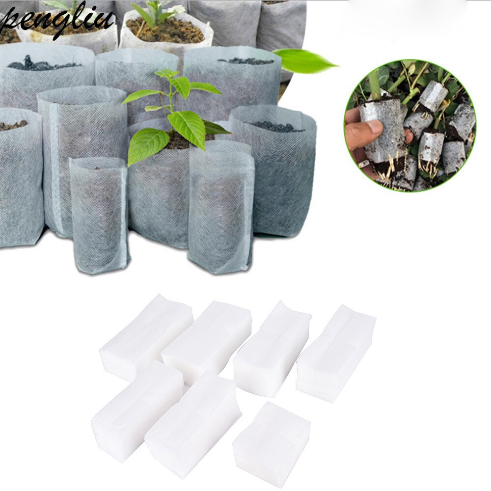 100 stk-pakke 8*10cm stoff voksposer barnehagepotter frøplantehevende ikke-vevde stoffer hageforsyning miljøvern