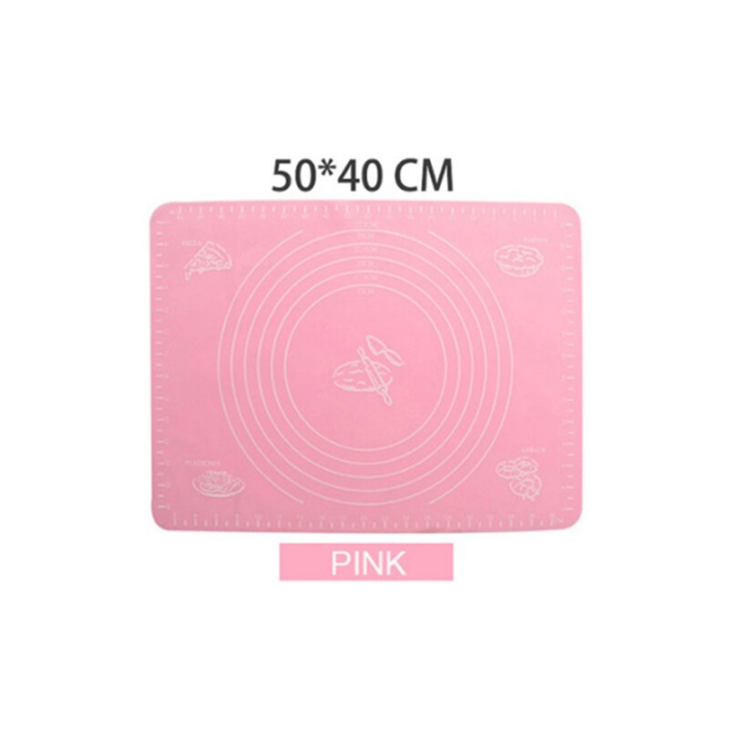 Reusable Silicone Baking Mat Eco-Friendly Mat For Rolling Dough Pad Large Non-stick Oven Patisserie Baking Accessories Tools: pink 50X40cm