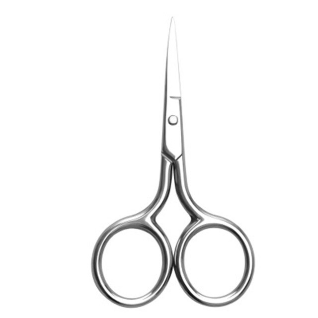 Neus Haar Schaar Kleine Roestvrijstalen Rechte Tip Schaar Facial Trimmen Make-Up Beauty Tool Voor Wenkbrauwen Neus Baard: silver