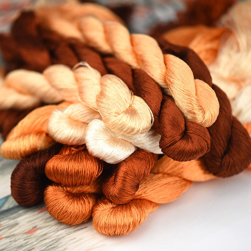 silk embroidery thread / 100% silk thread /hand embroidery embroider cross stitch/Reddish brown/12 gradient colors