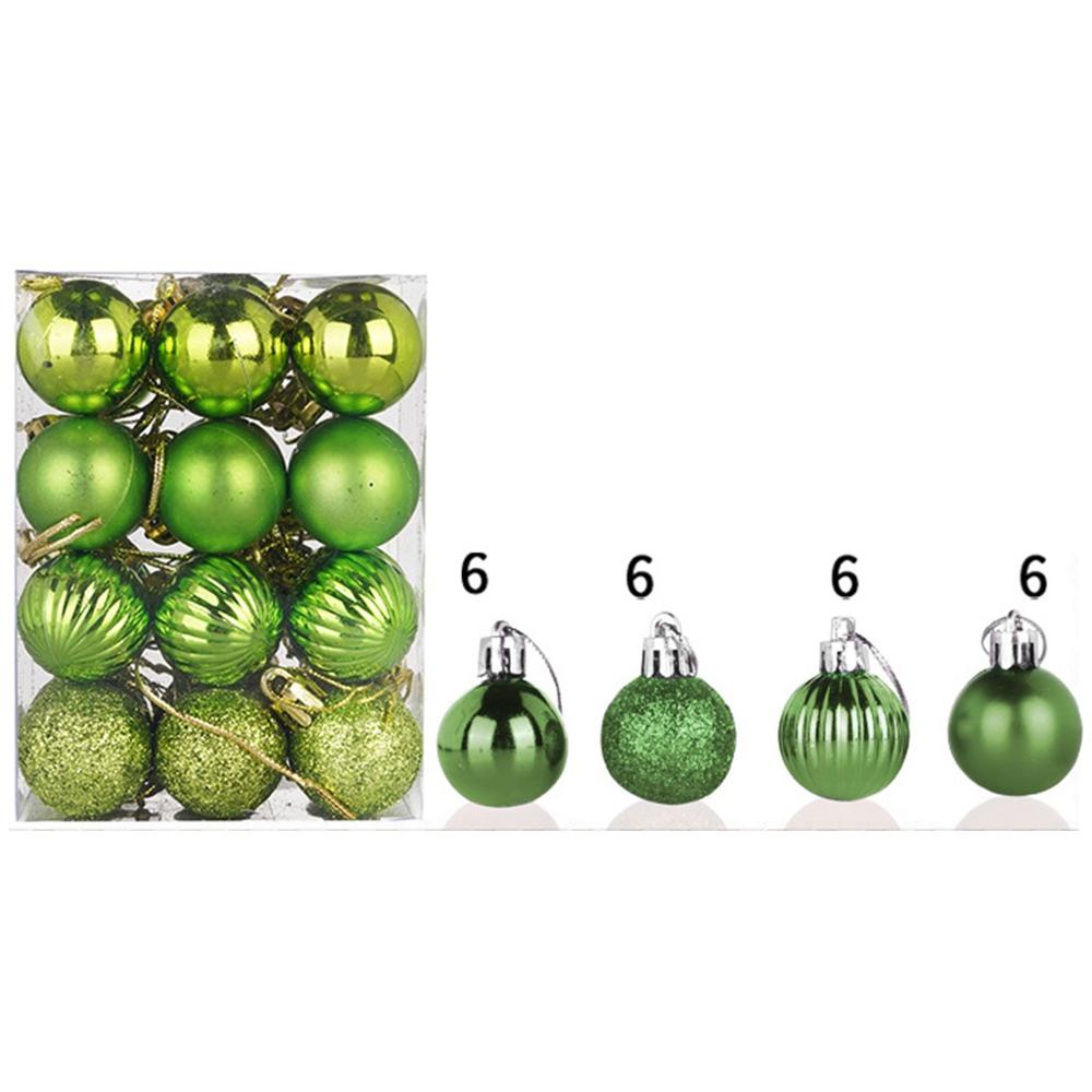 24PCS 30mm Christmas Ball For Christmas Tree Ornaments Hanging Home Party Xmas Decorations Navidad palline natalizie SD: Olive