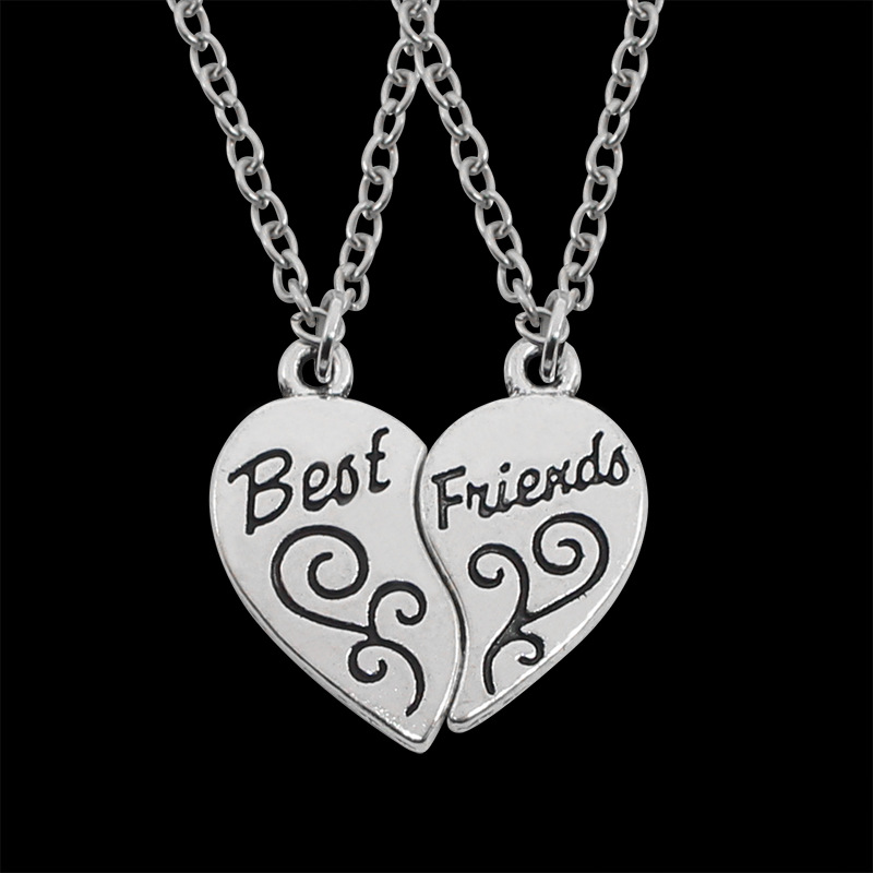 Beste Vrienden Stiksels Letters Hanger Ketting Hart Vorm Charm Vrouwen Mannen Sieraden Ketting: Default Title