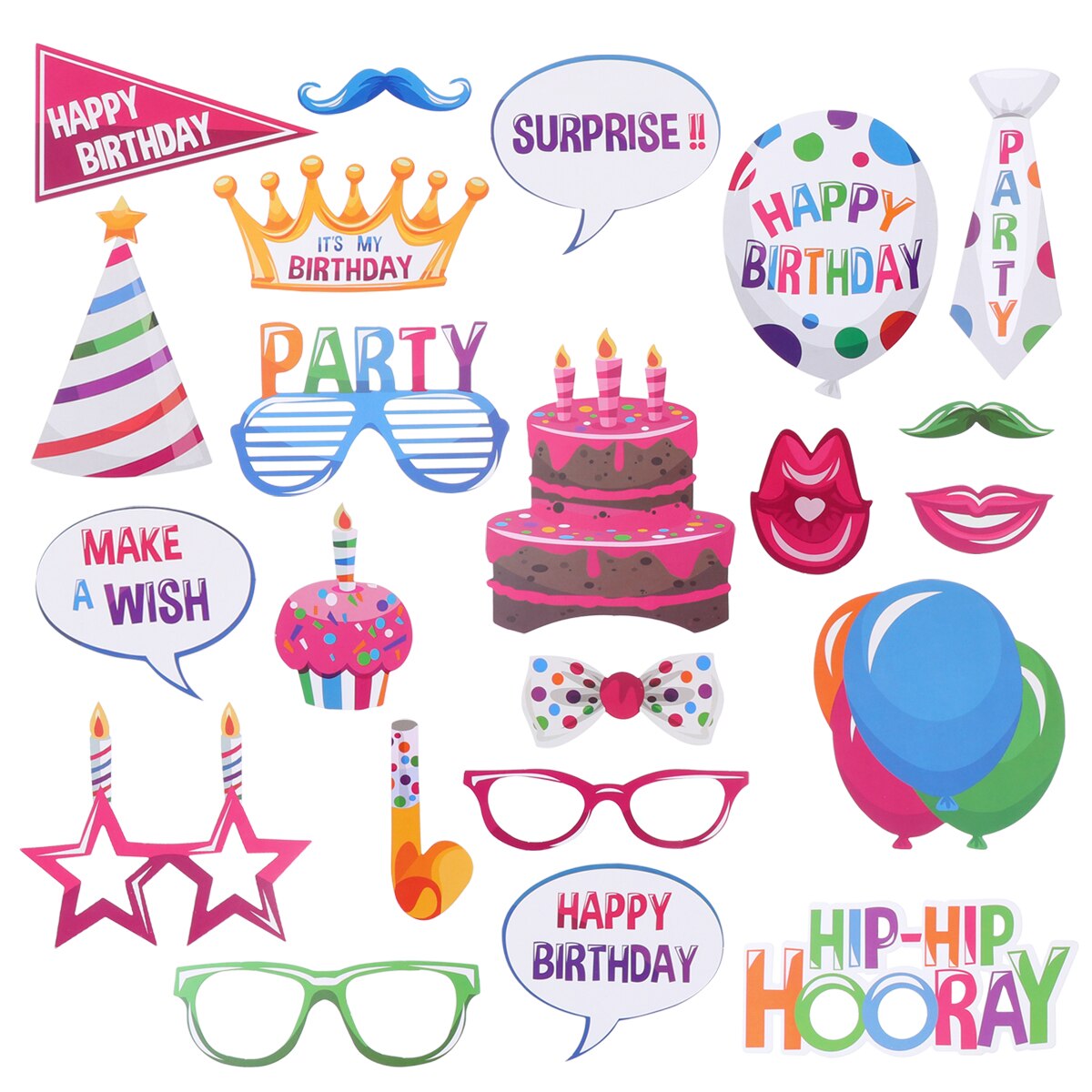 22 Pcs Photo Booth Props Funny Birthday Decor for Celebrating Birthday: Default Title