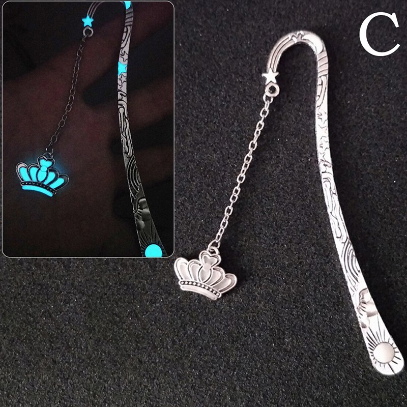 Book Markers Luminous Bookmarks For Books Leaves Crown Label Read Maker Book Mark Stationery A B C 3 Styles Bookmarks For Books: C