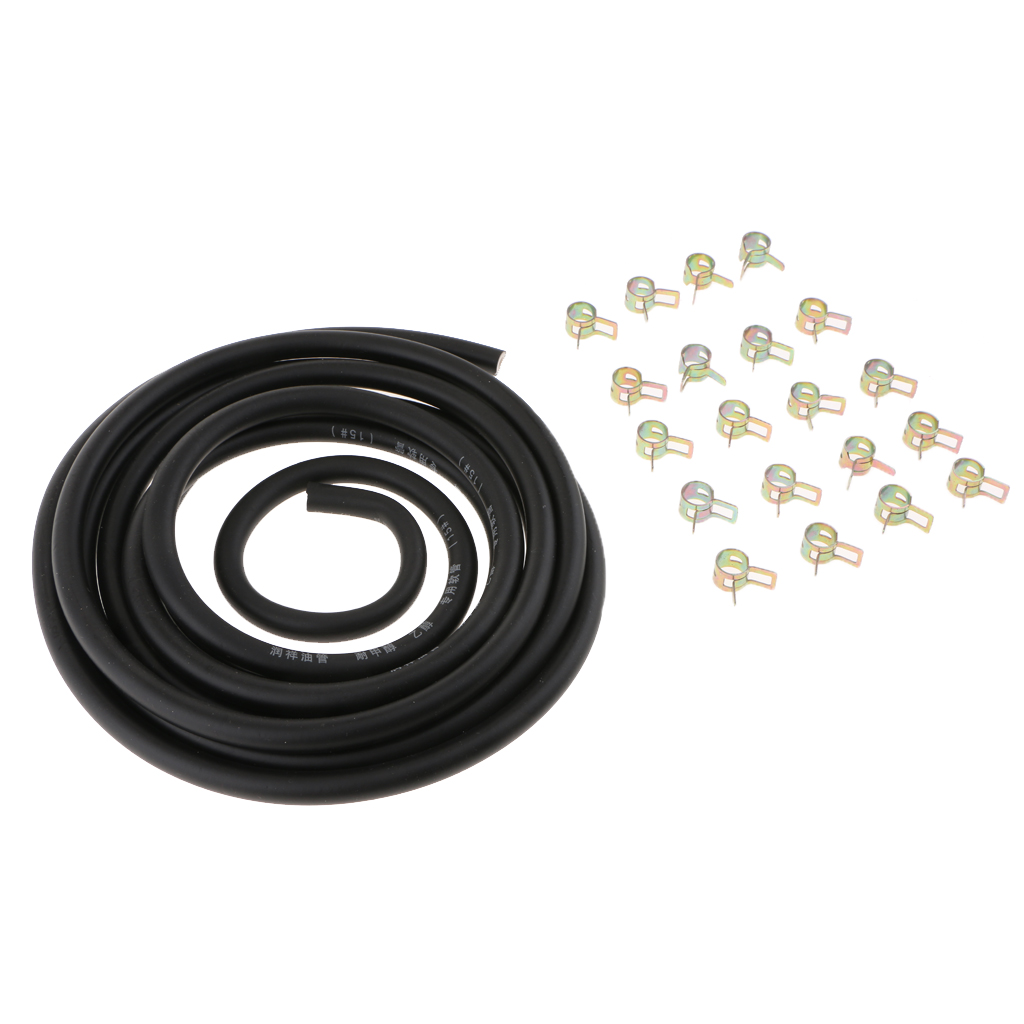 Gasbrændstofledning 9.8 ft 3 meter 1/4 ' id & 20 stk 2/5 ' id slangeklemmer sæt