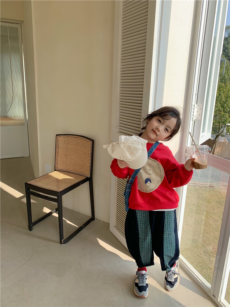 2022 New spring Boys and girls patchwork little plaid harem pants pantaloni caasual in cotone all-match
