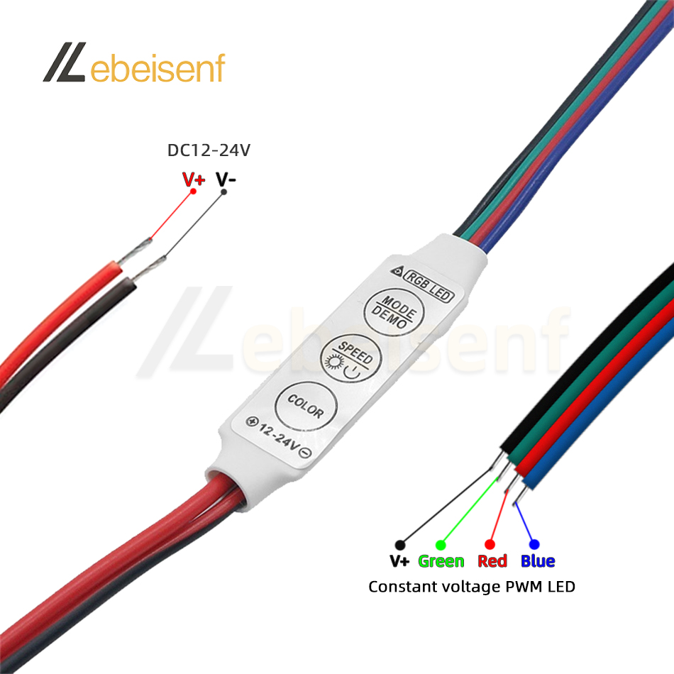 Mini-RGB-Controller, DC 12 V, 24 V, 6 A, Mikro-3-Tasten-LED-Dimmer für Konstantspannung, PWM, 3-Kanal, bunte Streifenlicht-Dimmsteuerung