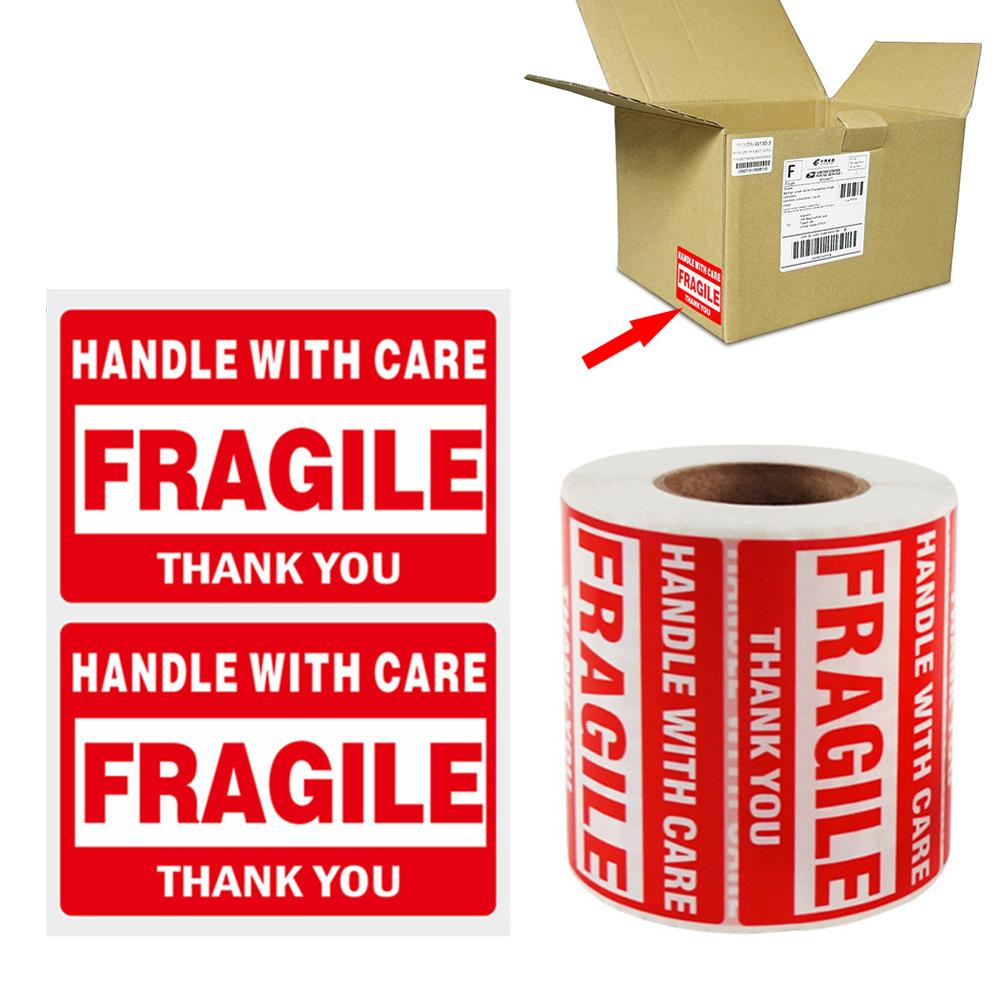 500pcs Fragile Warning Label Sticker Fragile Sticker Up and Handle With Care Keep Dry Express Label 76x51mm /76X127mm
