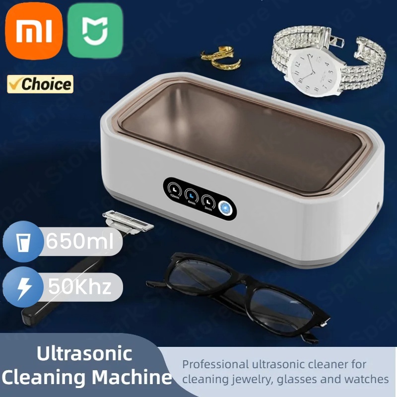 Máquina de limpieza por ultrasonidos Xiaomi, máquina de limpieza de gran capacidad de 650ML, 5KHz, soporte de joyería para gafas, limpiador para el hogar