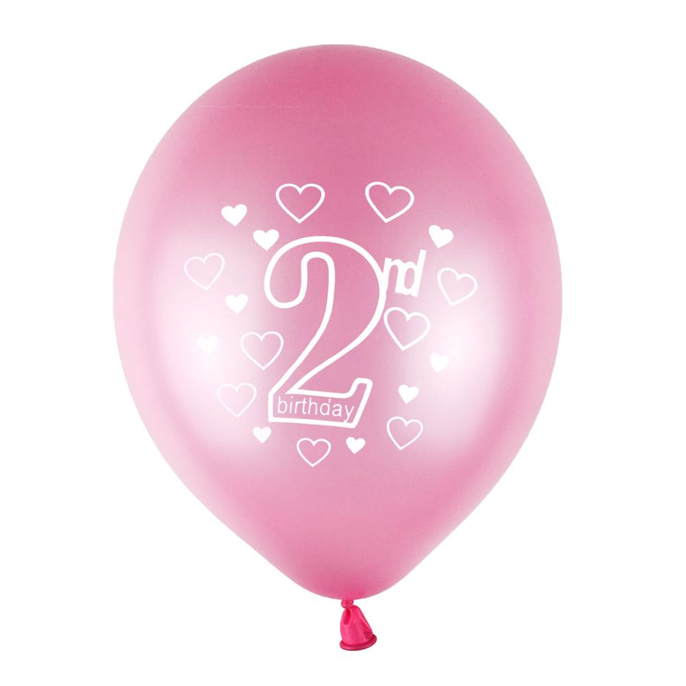 10Pcs 12 Inch Tweede Verjaardag Latex Ballonnen Decoratie Jongen Meisje 2 Jaar Oud Verjaardag Party Anniversary Baby Shower Benodigdheden: Roze