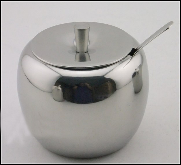 Stainless Steel Sugar Bowl with Lid and Sugar Spoon, 450 Milliliter