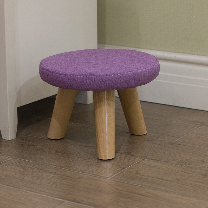 Simple and Stylish Solid Color Stool Household Wood Shoes Stool Round Cute Childrens Stool 29x29x30cm Dotomy Kids Stool: 1