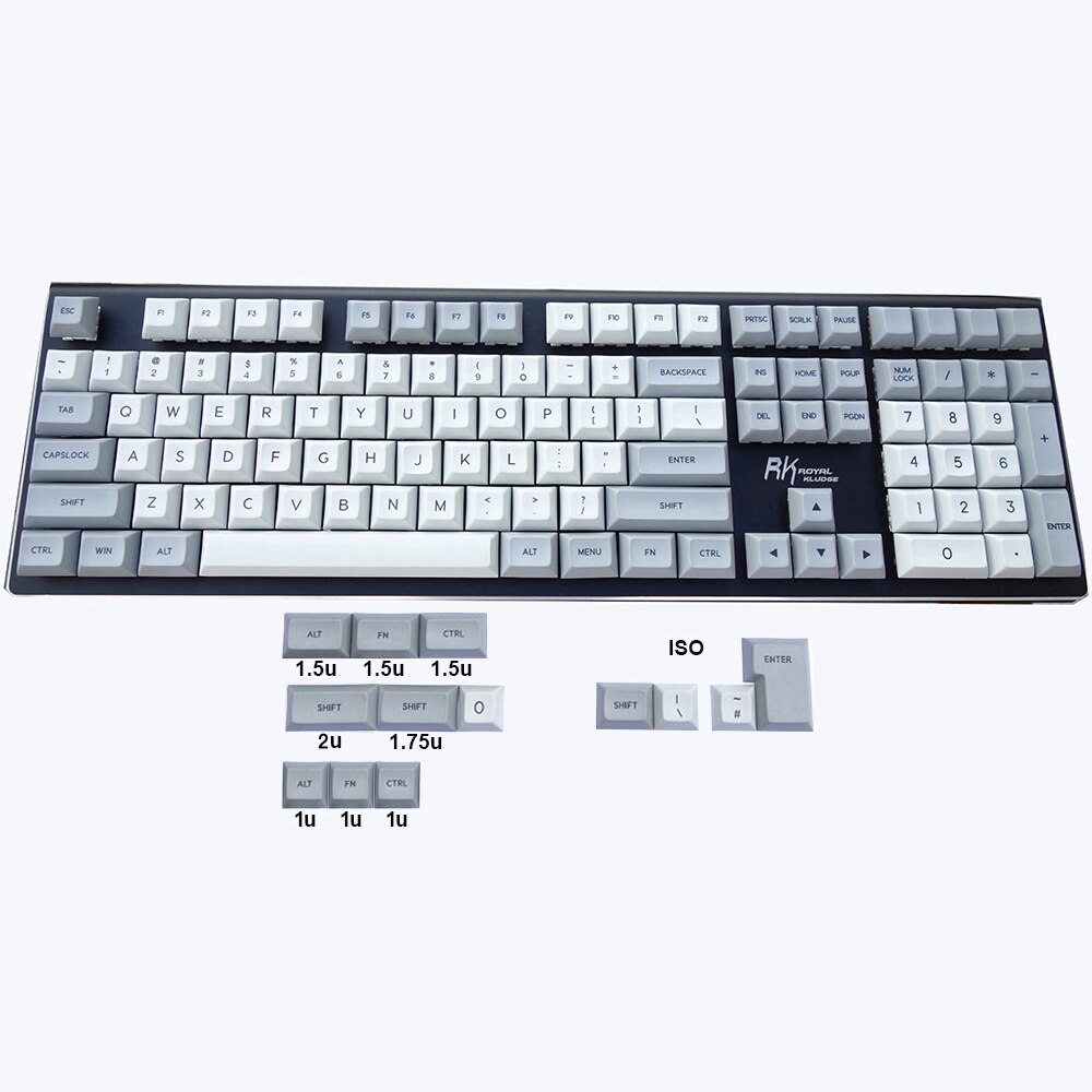 121 nycklar offwhite-grå pbt dsa keycaps ansi iso layout dye-subbed eller blank för cherry mx switchar mekaniskt tangentbord