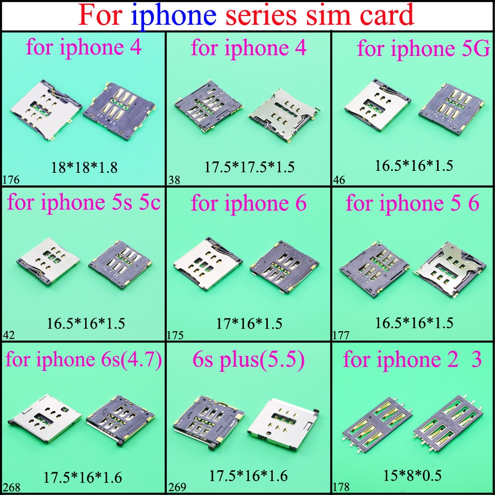 Sim Card Reader Slot Lade Houder Voor Iphone 2 3 4 5 S 5G 5c 6 6S(4.7) 6S Plus (5.5) Module Socket Connector