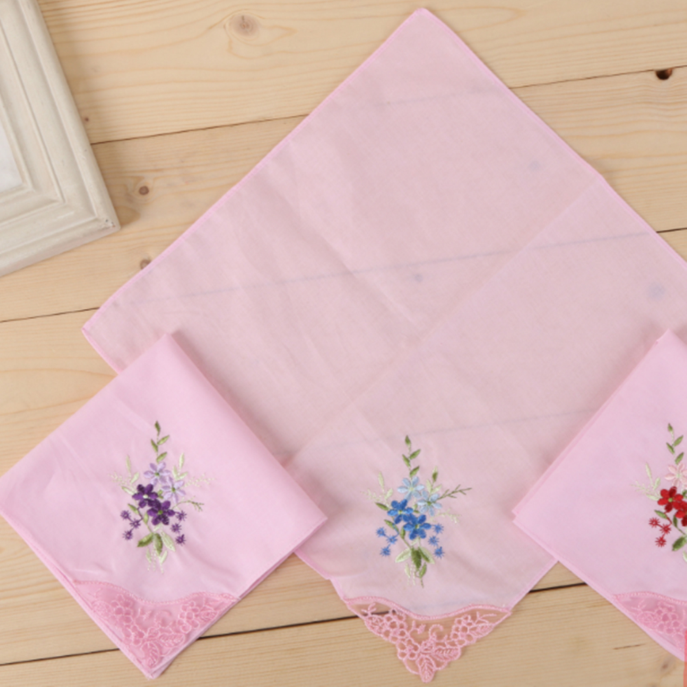 2Pcs/lot SHSEJA Women embroidered handkerchief 100% cotton embroidery handkerchief lace embroidery handkerchief towel