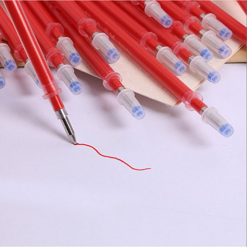 50pcs/Set Gel Pen Permanent Red Blue Black Ink Refill Black Pen Shells Ballpoint Fine-Nib School Office Writing Stationery