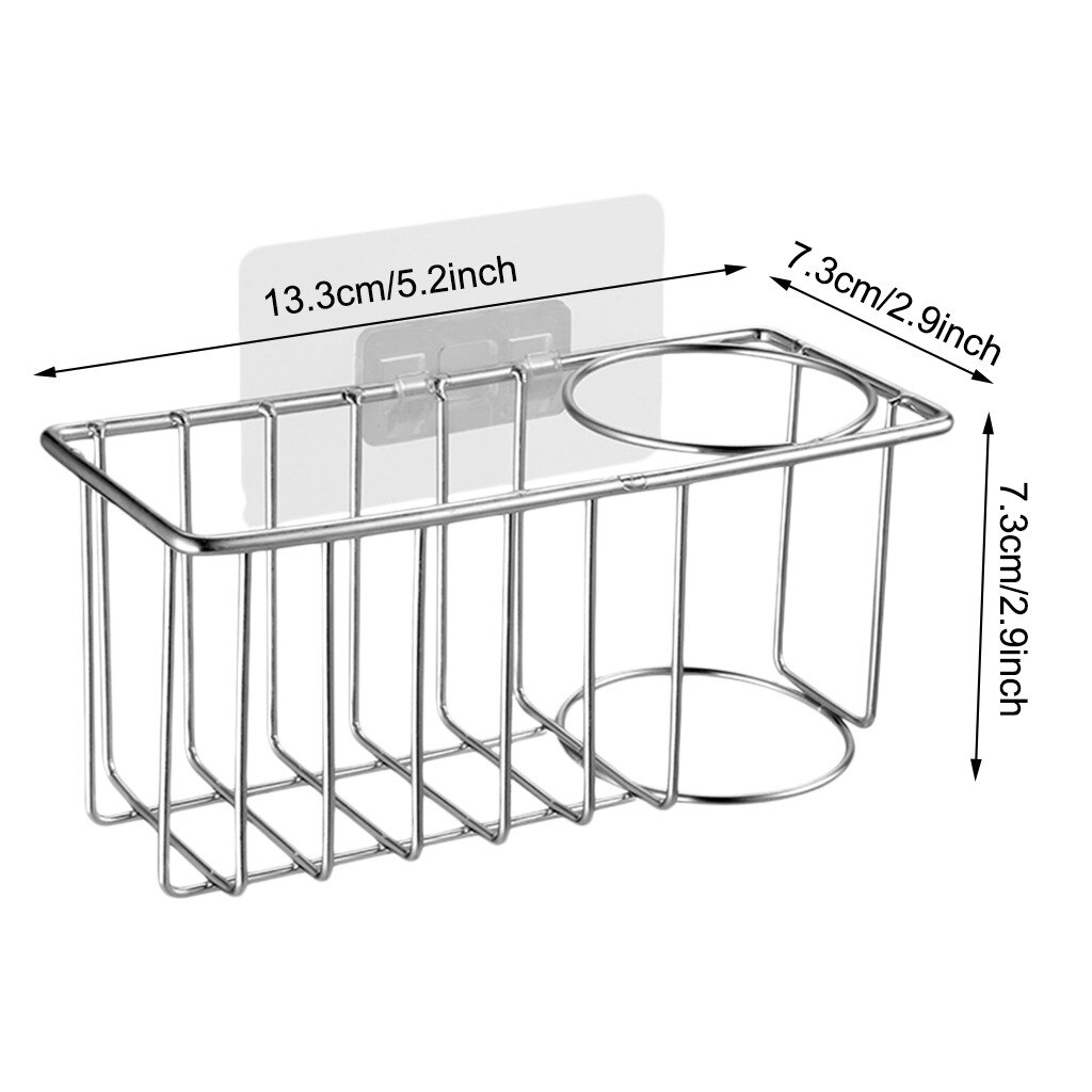 Zelfklevende Spons Houder Borstel Houder 2-In-1 Sink Caddy Rvs Afvoer Rek Keuken Spons Rack Keuken organizer