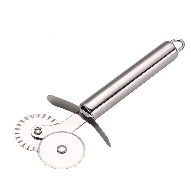 Pizzasnijder Dubbele Roller Pizza Mes Cutter Gebak Pasta Deeg Crimper Keuken Pizza Gereedschap