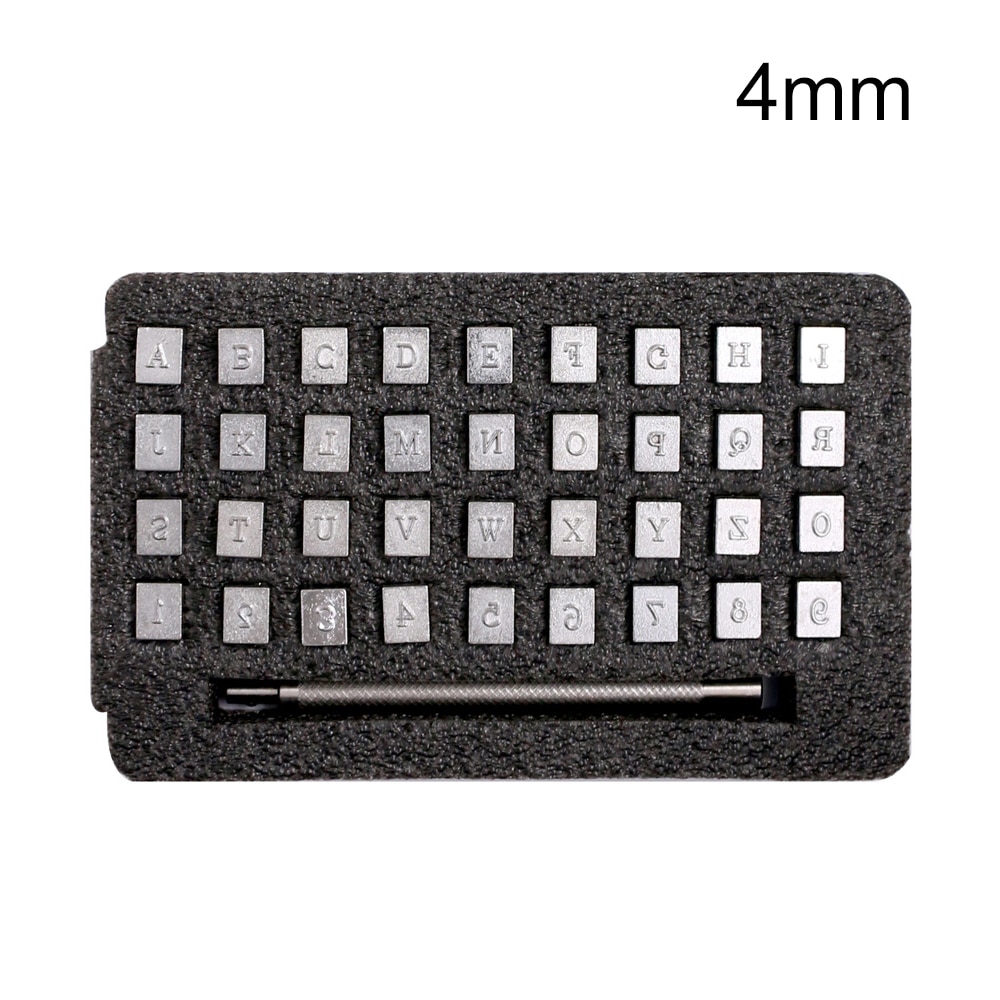 36 Pcs Alphabet Leather Stamping Printing Punch Tool English Letters Metal Stamp Set Leather Tools Leather Craft Alphabet Stamps: 4mm