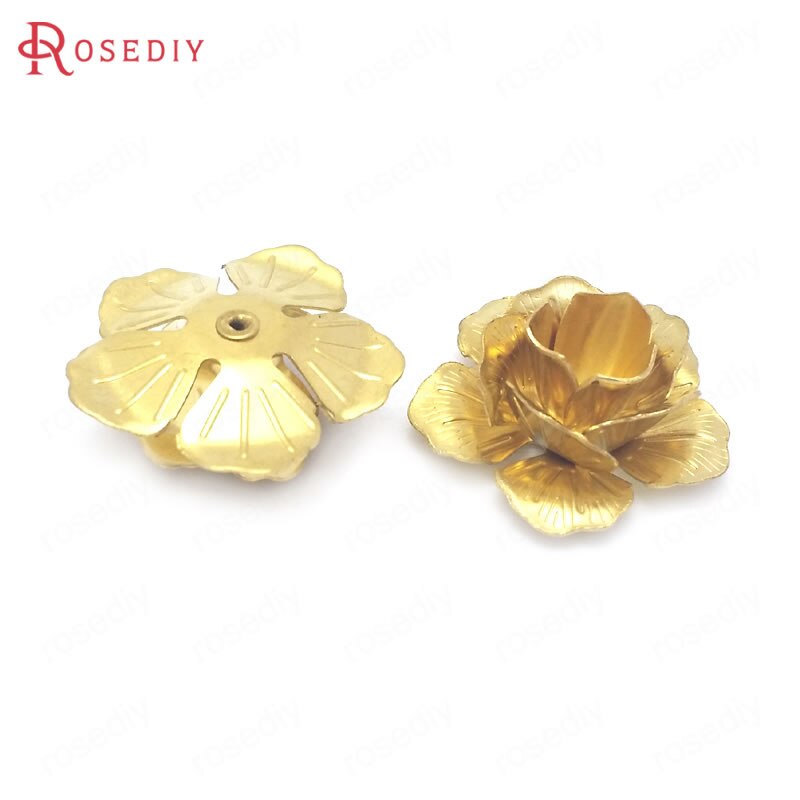 (38503)10PCS 22MM Height 10MM Not plated color Brass 3D Multi-layer Flower Jewelry Making Supplies Diy Findings Accessories