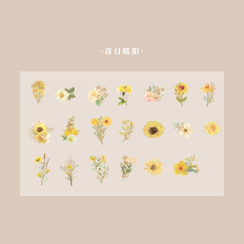 40 pcs Golden Outline Flowers Stickers aesthetic Art Handbook Diary DIY Decoration PET Sticker for Album Notebook: 3