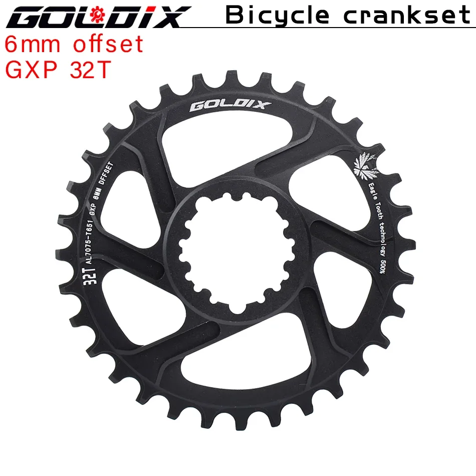 GOLDIX para plato de bicicleta de 3 clavos 0/3/6mm Offset 30/32/34/36/38T rueda de cadena de bicicleta MTB para XX1 X9 XO X01 G X NX Direct Mo: Verde claro