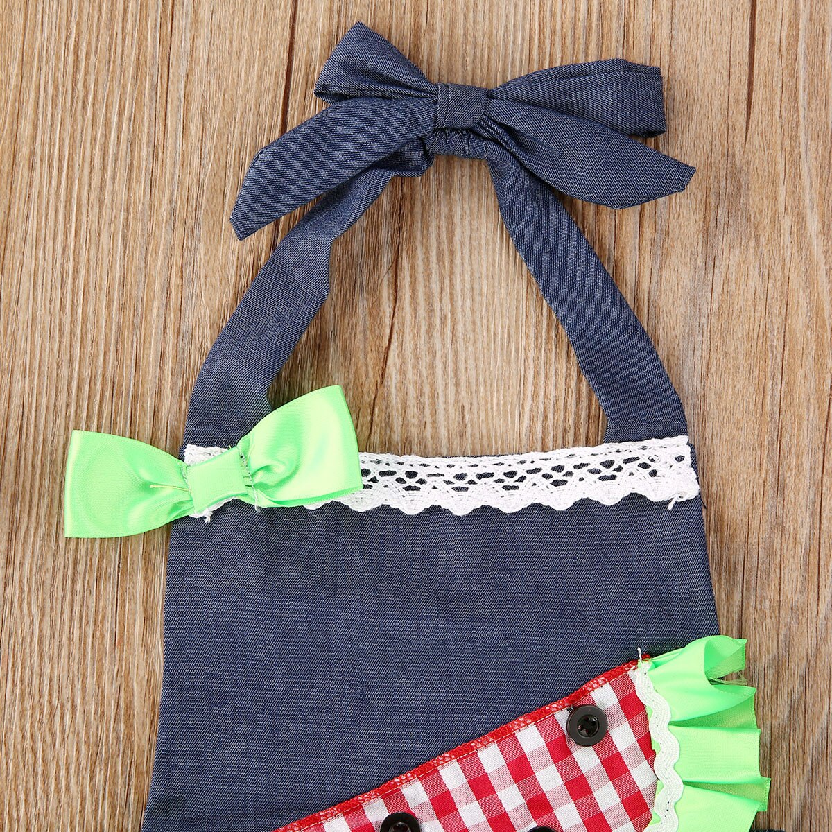 0-18m zomerse schattige babymeisjes-jongens bodysuits watermeloen geruite print mouwloze ruches jumpsuits hoofdband 2 stuks