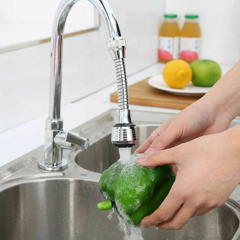 Rvs Kitchen Sink Water Kraan Slang Mondstuk Verstelbare Spuit Adapter Beluchter Zilver